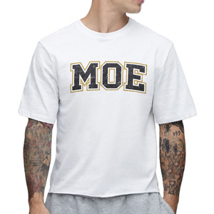 Camiseta casual de algodón con cuello redondo y estampado minimalista para hombre, estilo urbano, manga corta, corte relajado, OEM, marca privada - Product Image 1