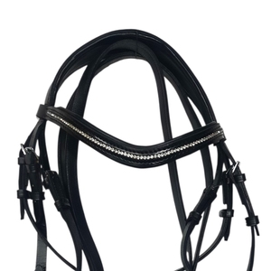 Brida de Cuero Negra de Tamaño Completo con Adornos de Cristal, Diseño Ecuestre Costa Sports - Product Image 2