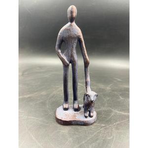 Sculpture décorative en bronze d'homme avec chien, décoration de table de chevet, objet abstrait, figurine d'homme, cadeau original - Product Image 5