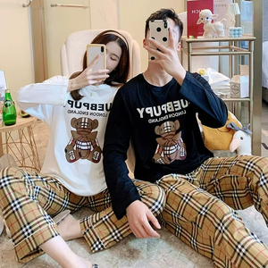 Ropa de Dormir para Mujer 2025, Pijama de Algodón con Dibujos Animados para Parejas, Conjunto de Pijama de Manga Larga y Pantalones para Hombre - Product Image 4