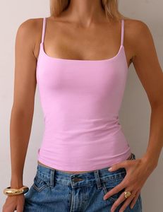 Women's Casual Cotton Double <b>Layer</b> Cami Tank <b>Top</b> Lightweight Breathable Seamless Ribbed Slim Fit Stretch Front Logo Yoga OEM ODM - Product Image 3