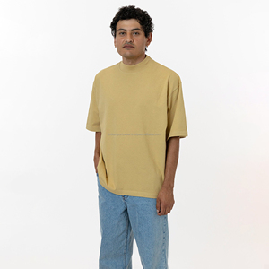 T-shirt en coton noir surdimensionné pour homme, col rond, manches courtes, couleur unie, jersey tricoté, coupe classique, longueur normale - Product Image 5