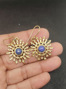 Natural <b>Lapis</b> <b>Lazuli</b> Brass Dangle Drop Earrings Gold Plated Handmade Gemstones Women Boho Jewelry Gift Wholesale - Product Image 5