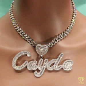 Hip Hop Custom Name Pendant Necklace Moissanite Diamond Bling Chain Luxury Streetwear Jewelry Gift - Product Image 2
