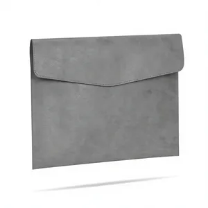 Gray Leather A4 Presentation <b>Folder</b> with Custom Logo Magnetic Snap Closure Waterproof Surface Opaque <b>Pocket</b> - Product Image 2