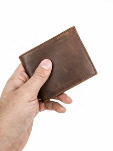 Classic <b>Brown</b> Slim Minimalist Men's Genuine Leather <b>Wallet</b> LWM-0003 Custom Logo for Travel - Product Image 6