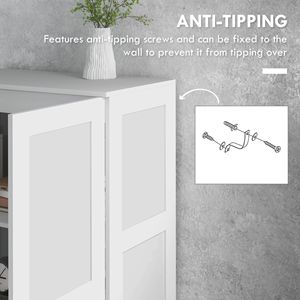 Armadio Dispensa Moderno Alto 180 cm Bianco con Ripiani Mobili e Ante a Chiusura Ammortizzata per Casa, Bar e Soggiorno - Product Image 6