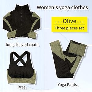 Nouvel ensemble de sport 4 pièces pour femme : haut de yoga à manches longues, débardeur de gym, pantalon de jogging, sweat-shirt, gilet de yoga, soutien-gorge de sport, ensemble de fitness - Product Image 4