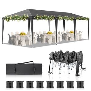 Tenda Pop-up 10x30ft Grigio Scuro, Gazebo Portatile Istantaneo per Eventi, Feste, Matrimoni, Compleanni e Lauree - Product Image 1