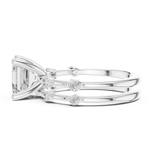 แหวนเพชรทรง Asscher แบบโรแมนติก เพชรเลี้ยงในห้องปฏิบัติการ งานแฮนด์เมด เครื่องประดับแต่งงานทันสมัยสำหรับผู้หญิง ทองคำขาว 14k ราคาขายส่ง - Product Image 2