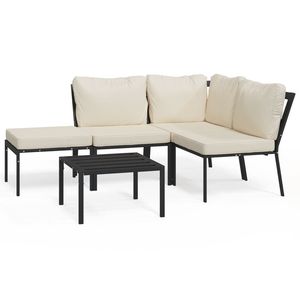 Ensemble de salon de jardin moyen en acier thermolaqué et polyester, couleur sable, pour aménagements extérieurs - Product Image 2