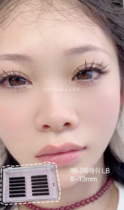 ขนตาปลอมแบบอนิเมะมีหนามแหลมมีแถบยาว3เส้นสีเทาออกแบบสำหรับต่อขนตาสีดำขนาด0.07มม. - Product Image 3