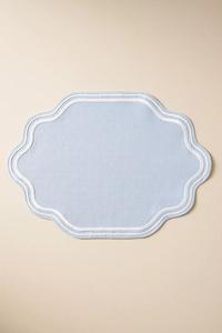 Manteles individuales Bearfit hechos a mano con bordado Madline, 100% algodón, lona orgánica, ecológicos, estilo europeo, con rayas azules - Product Image 2