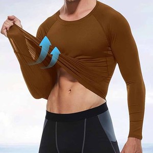 T-shirts de compression pour salle de sport, tissu élastique, manches longues, coupe ajustée, rashguard. - Product Image 2
