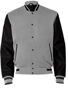 <b>Men's</b> <b>Canvas</b> Varsity Letterman <b>Jacket</b> with Faux Leather Sleeves Custom Front Logo Baseball Bomber Style - Product Image 1
