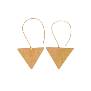 Dernières boucles d'oreilles triangle en laiton plaqué or 18 carats Texture Design femmes fête porter des boucles d'oreilles pendantes bijoux - Product Image 1