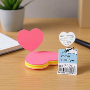Iln Foglietti Adesivi a Forma di Cuore 75mm 100 Fogli per Ufficio e Scuola - Product Image 3