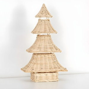 Ornements décoratifs de Noël en rotin faits à la main, arbres de Noël en gros, accessoires de fêtes - Product Image 4