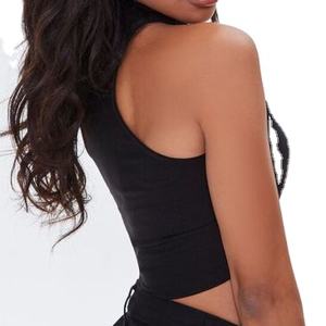 Top Corto de Algodón Blanco para Yoga, Estilo Veraniego, Cuello Redondo, Sin Mangas, de Buena Calidad para Mujer - Product Image 1