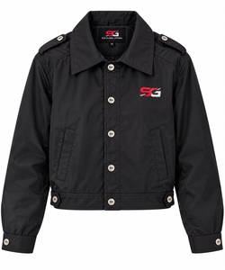 Solomon Global Apparel Women's <b>Black</b> <b>Windbreaker</b> Racer Jacket Stand Collar Windproof Polyester Logo Sporty Long Detachable Liner - Product Image 1