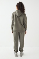 Ensemble jogging et sweat à capuche oversize gris olive pour femme – Tenue décontractée deux pièces streetwear et loungewear