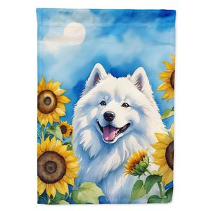 Bandera de jardín de girasoles samoyedos, bandera decorativa Multicolor para patio, bandera para patio, arte, buzón, bandera para macizos de flores, tamaño de jardín - Product Image 1