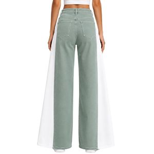 Sage Green <b>Women</b> Wide Leg <b>Jeans</b> High Waist Loose Fit Denim Pants Casual Streetwear Fashion Trousers Trendy Baggy Style Apparel - Product Image 2
