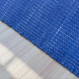 Alfombra de Lana Azul Hecha a Mano, Gruesa, de Pelo Corto, Ecológica, Antideslizante, Apta para Mascotas, con Diseño Moderno Abstracto, para Oración y Decoración del Hogar - Product Image 3