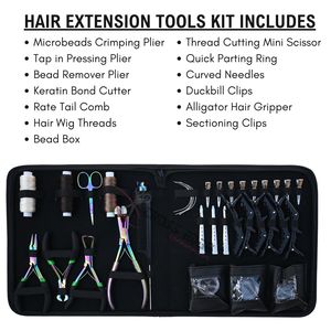 Kit de Extensiones de Cabello: Microperlas, Alicates de Prensado, Herramienta para Quitar Perlas, Cortador de Adhesivos, Hilos para Pelucas, Pinza Separadora, Tijeras - Product Image 2