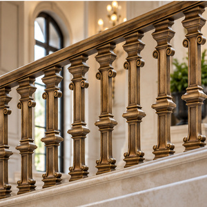 Barandillas de Bronce Estilo Heritage con Columnas Acanaladas y Soportes Esculpidos para Interiores Arquitectónicos Atemporales - Product Image 4