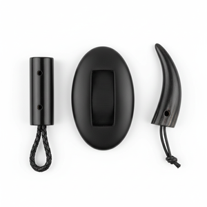 Boutons ovales en corne de buffle noire polie, faits à la main, écologiques, avec motif animal sculpté, breloques d'art de collection, détails en corde - Product Image 6