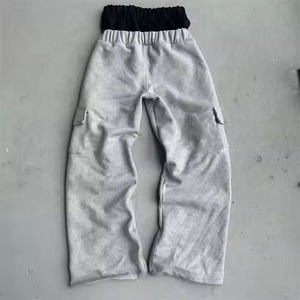 Baggy Fit Sweatpants Heavyweight Double Waist Trousers Wide <b>Leg</b> Men's Cotton French Terry Men's Trousers distressed - Product Image 5