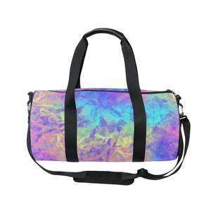 Sac de voyage à motif géométrique tendance, sac de voyage portable en polyester avec bandoulière et poignées supérieures - Product Image 2