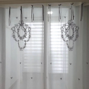 Custom Wholesale Quang Thanh Embroidery Vintage Modern Wreath Flowers Blackout High Shading Curtain Linen Ribbon Full Sizes <b>Door</b> - Product Image 2