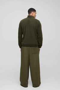 Sweat-shirt en molleton vert olive pour homme, col montant, coupe classique, style décontracté automne, tricoté, manches longues - Product Image 2