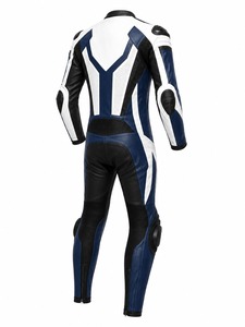 Traje de Motociclismo de Cuero de Manga Larga para Hombre NASWEAR, Azul, Blanco y Negro, Transpirable, Diseño con Bloques de Color, para Motocicleta - Product Image 3