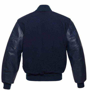 Blouson universitaire personnalisé en gros, vierge, unisexe, noir, pour hommes et femmes, style vintage, à séchage rapide, respirant, en polaire, avec lettres brodées - Product Image 6