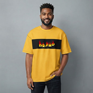 T-shirts pour hommes de qualité supérieure, style hip-hop, 100% coton jersey 180g, coupe ample, bicolore, poids lourd, vêtements décontractés d'été, respirants - Product Image 1