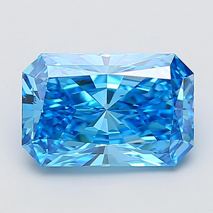 Diamante azul sintético de corte radiante rectangular para la fabricación de joyas - Product Image 2