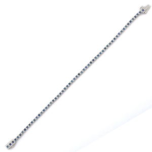 18K Square Cut <b>Blue</b> <b>Sapphire</b> Fashion Tennis <b>Bracelet</b> - Product Image 5