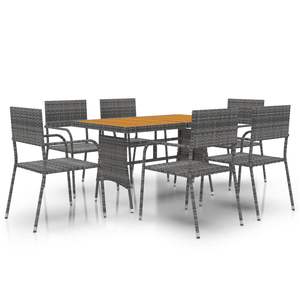 Conjunto de Comedor para Exterior de Madera de Acacia Sólida con Ratán PE Gris y Muebles de Acero para Patio - Product Image 3