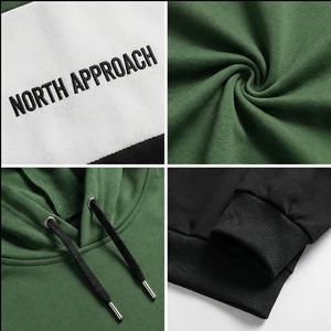 Sweat-shirt à capuche personnalisé pour homme, color block vert, blanc, noir, coupe classique, décontracté, avec logo imprimé sur le devant, pour l'automne - Product Image 4