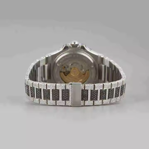 Luxury Men's Classic Business Designer <b>Wrist</b> <b>Watch</b> Iced Moissanite Diamond Analog Display Stainless Steel Glass Case Limited - Product Image 2