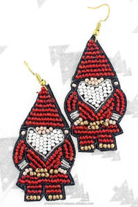 Brodé perlé bonhomme de neige boucles d'oreilles à la main bijoux de noël coloré hiver boucles d'oreilles pour les femmes fête en gros - Product Image 2