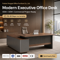 Bureau de direction moderne en forme de L avec armoire latérale, table de PDG/directeur, vente en gros d'usine OEM/ODM