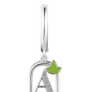 Boucles d'oreilles pendantes mini en argent avec motif de lettres vertes, style petite boucle, bijoux de mode élégants pour femmes - Product Image 6