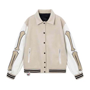 Blue <b>Mens</b> Varsity <b>Jacket</b> with <b>White</b> Sleeves and Custom Patches Preppy Style Letterman <b>Jacket</b> for Baseball Varsity <b>Jackets</b> OEM - Product Image 4