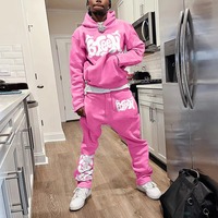 Conjunto de Sudadera con Capucha Holgada y Pantalones Deportivos de Felpa Francesa 100% Algodón Personalizado para Hombre, Estilo Urbano, con Bordado 3D y DTG