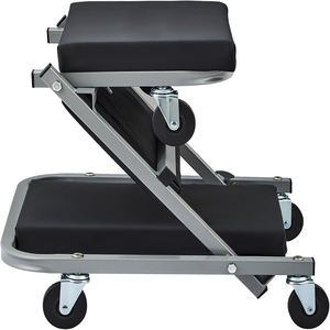 Asiento de mecánico 2 en 1, convertible en taburete rodante y tipo Z, 300 libras, marco de acero plegable con ruedas giratorias GAPGAR033 - Product Image 4