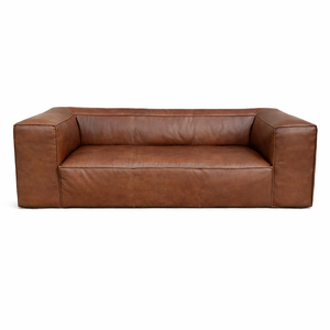 Sofá de Cuero de Grano Completo de Primera Calidad con Cojines Afelpados, Estructura Resistente y Diseño Atemporal para Sala de Estar de Lujo - Product Image 2